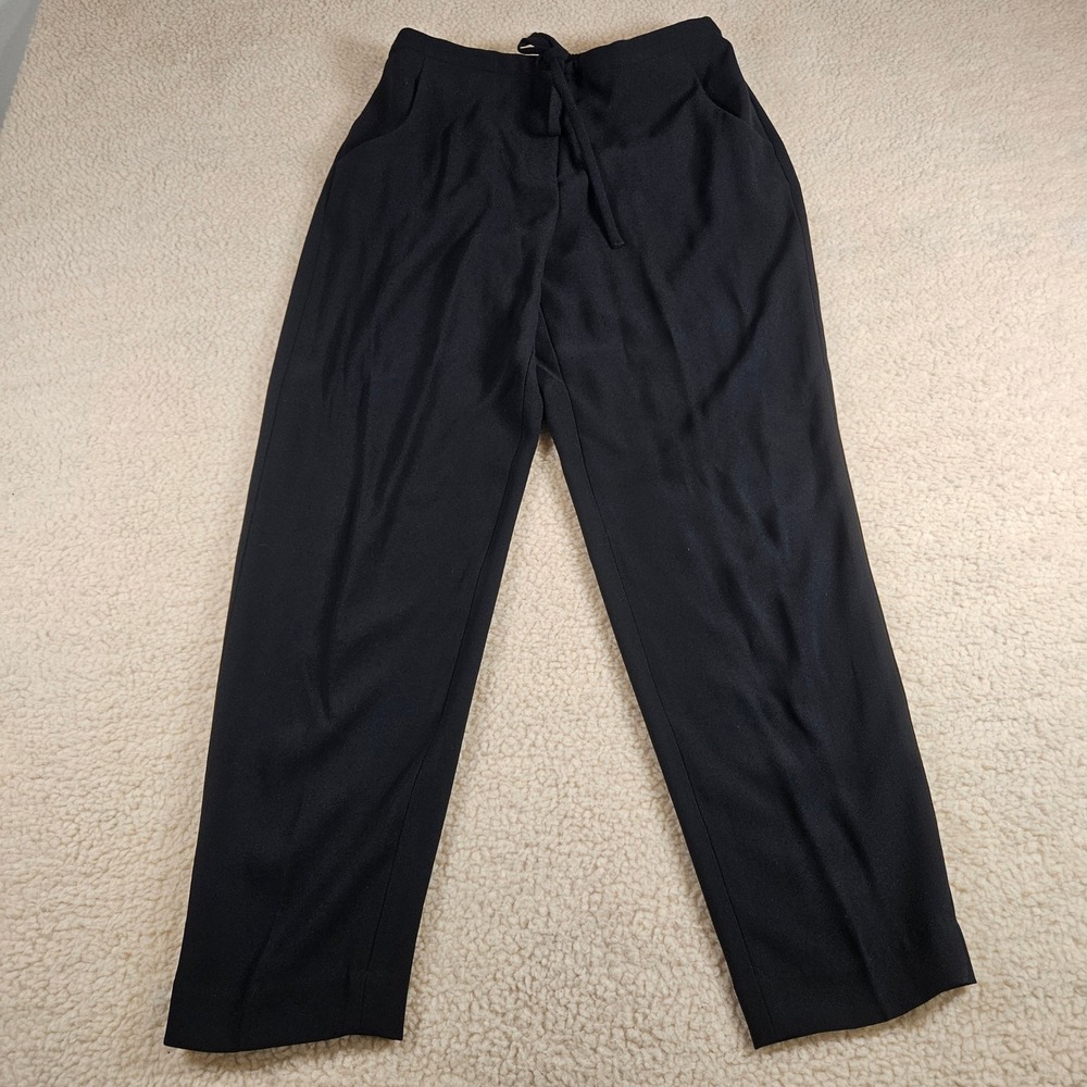 LOFT Ankle Pants Women 8 Black Drawstring Elastic Waist Tapered Office Chic